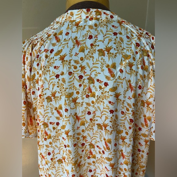 Rose & Olive Womens Button Down 2X Semi-Sheer Flutter Sleeve Floral - Picture 5 of 11